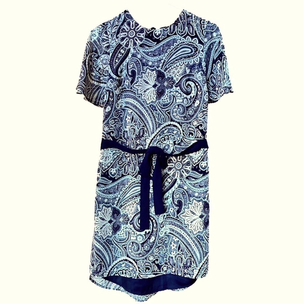 H&M 🇺🇸 blue and white paisley dress